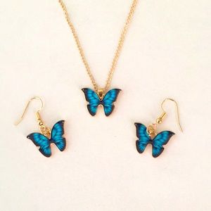 🍏50% OFF/3+... Butterfly Necklace/Earrings Set